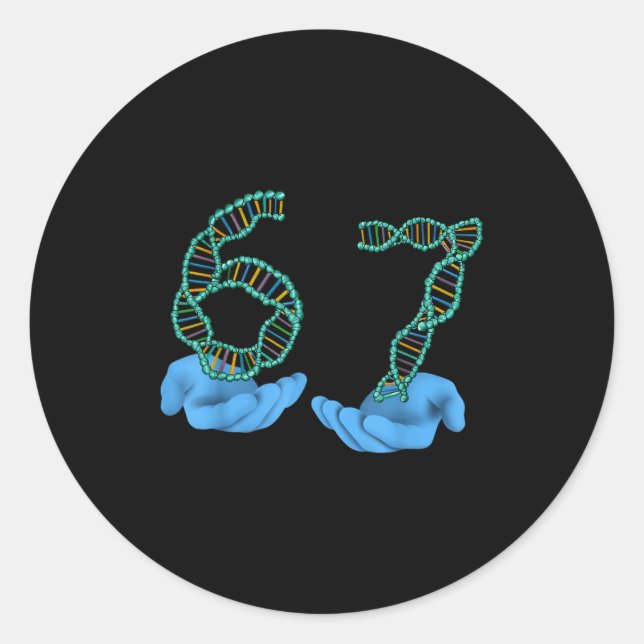 Sticker Rond Funny 67 Number Meme Dna Replication Molecular Sci (Devant)