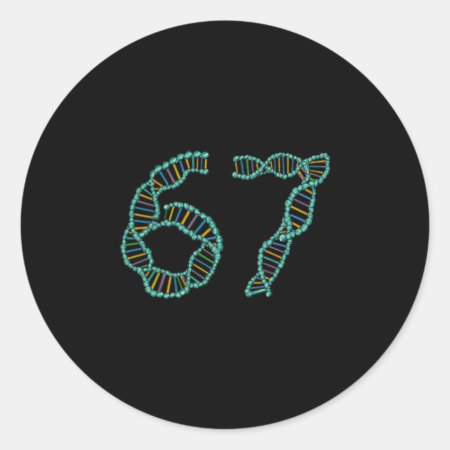 Sticker Rond Funny 67 Number Meme Dna Replication Molecular Sci (Devant)