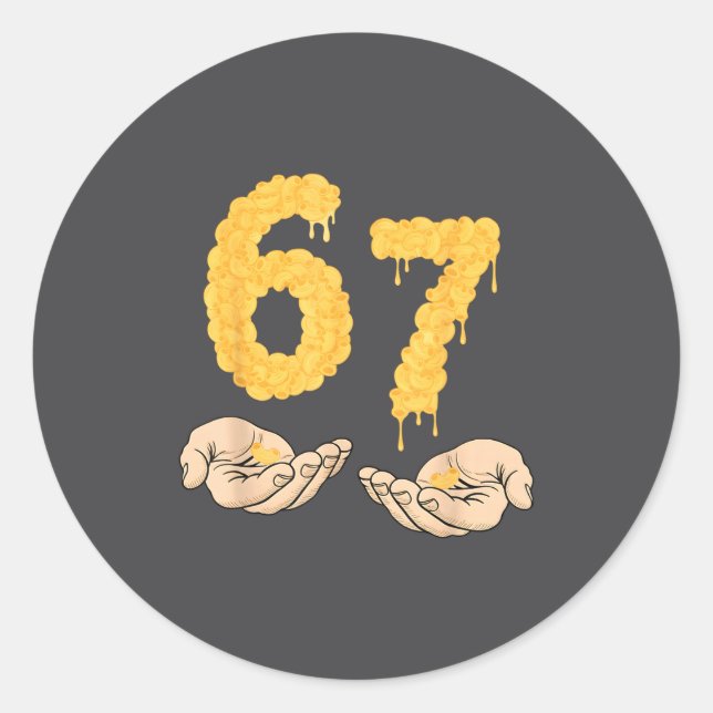 Sticker Rond Funny 67 Six Seven Cheesy Mac &amp; Cheese 6 7 Kid (Devant)