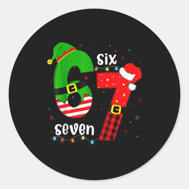 Sticker Rond Funny 67 Six Seven Christmas Boys Girls Kids Teens (Devant)
