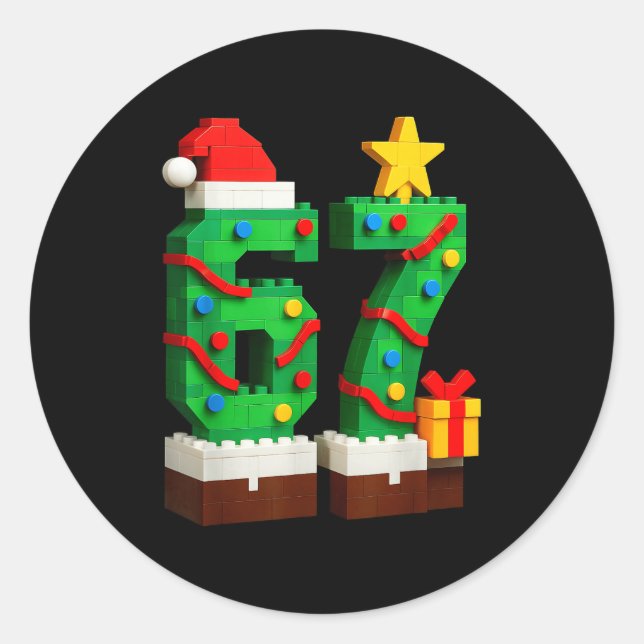 Sticker Rond Funny 67 Six Seven Christmas Xmas Boys Kids  (Devant)