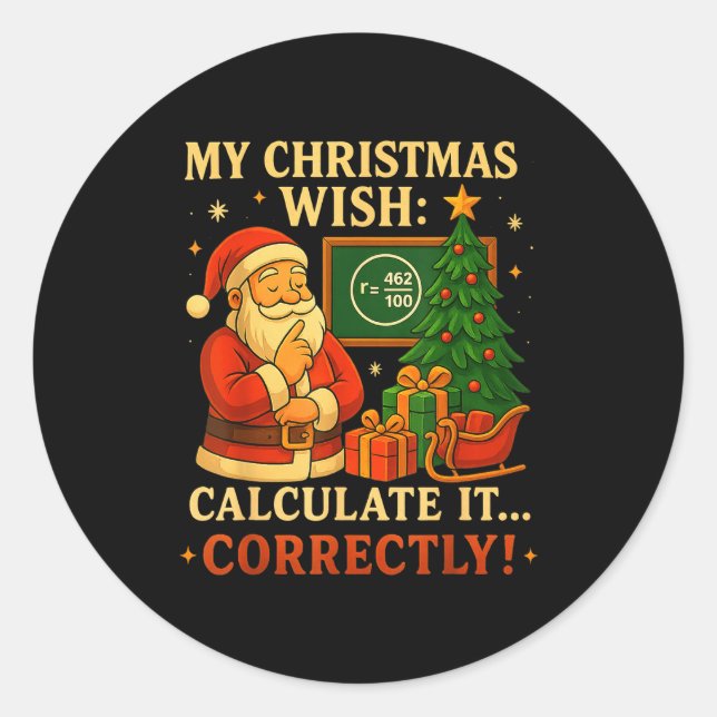 Sticker Rond Funny 67 T-shirt de Noël Math 67 Meme – Prof de 6  (Devant)