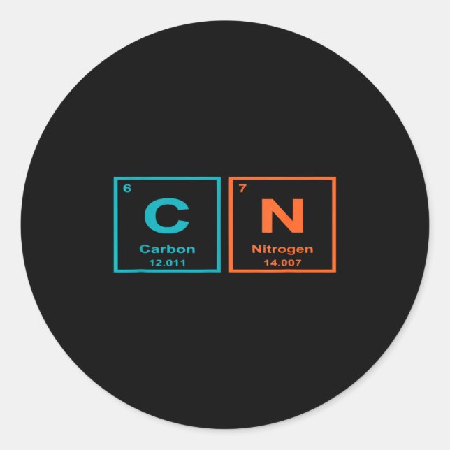 Sticker Rond Funny 6 7 Periodic Table Carbon Nitrogen Humor  (Devant)