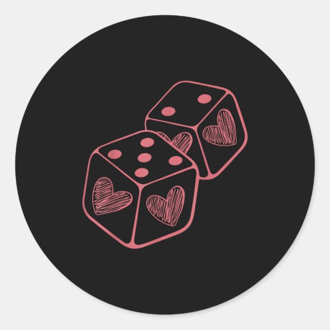 Sticker Rond Funny 6 7 Valentine Love Heart Playing Card Couple (Devant)