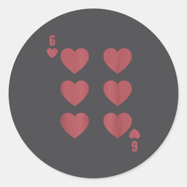 Sticker Rond Funny 6 7 Valentine Love Heart Playing Card Matchi (Devant)