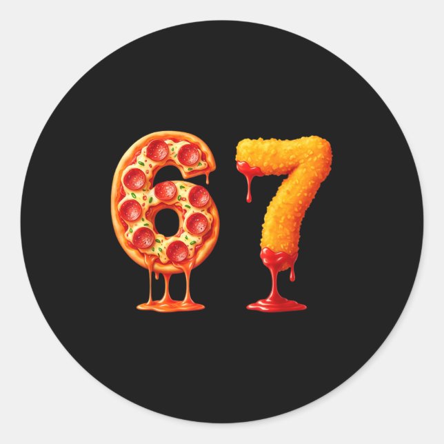 Sticker Rond Funny 6 7 Zza Nugget Meme Six Seven 67 Food Lovers (Devant)