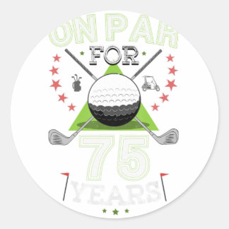 Sticker Rond Funny 75th Birthday Golfer