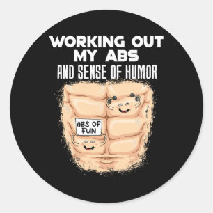 Sticker Rond Funny Abs Exercice Muscle Building Bodybuilding 1