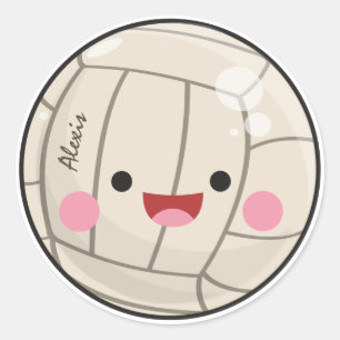 Sticker Rond Funny Adorable Volleyball Kawaii Ball Nom de l'enf