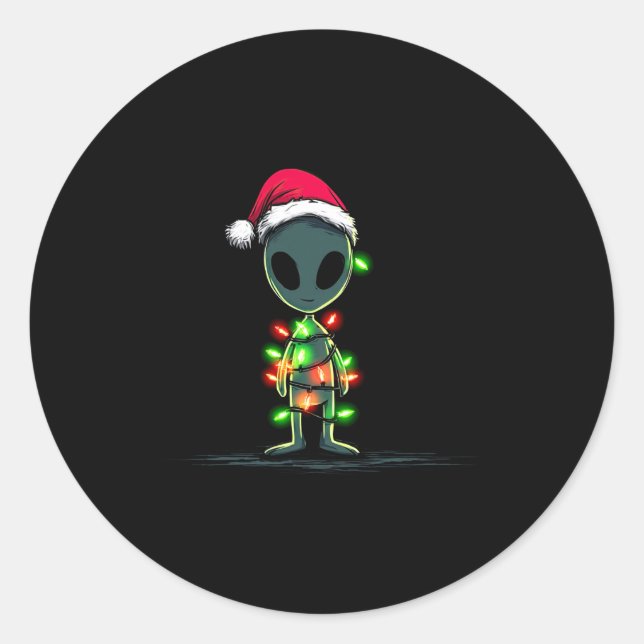 Sticker Rond Funny Alien Christmas Graphics Lights Lover Extrat (Devant)