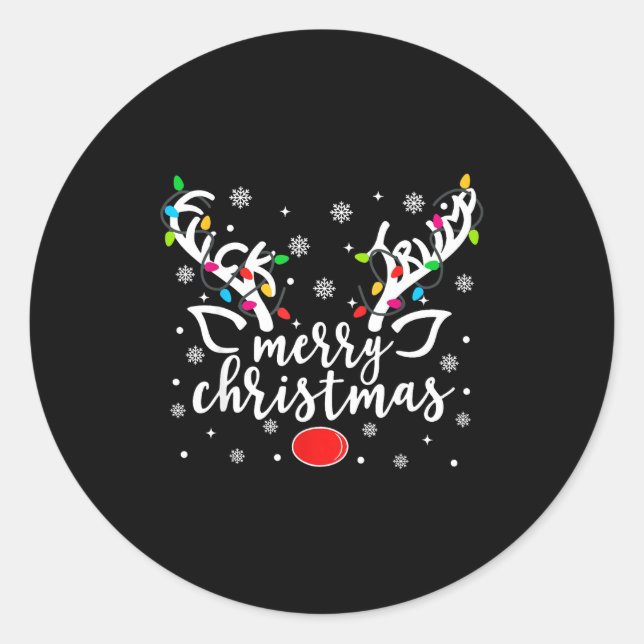 Sticker Rond Funny Anti Trump Christmas Reindeer Funny Feminist (Devant)