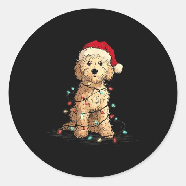 Sticker Rond Funny Ao Christmas Graphics Dog Lights Lover  (Devant)