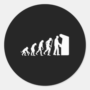 Sticker Rond Funny Arcade Evolution Arcade Vidéo Vidéo Vieux Je