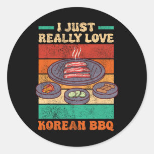 Sticker Rond Funny Asiatique - Coréen Bbq