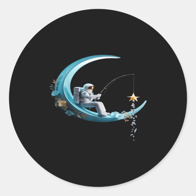Sticker Rond Funny Astronaut Christmas Floral Chinoiserie Space (Devant)