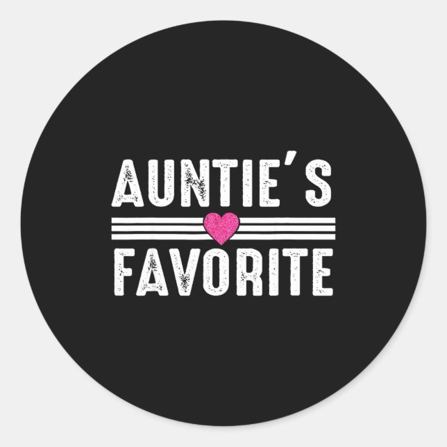 Sticker Rond Funny Auntie'ss Favorite Son Daughter I'm Auntie's (Devant)