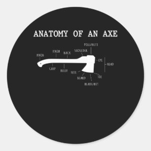 Sticker Rond Funny Ax Jetant Anatomie Hatchet Lumberjack