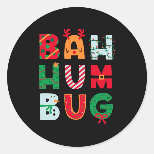 Sticker Rond Funny Bah Humbug Holiday  (Devant)