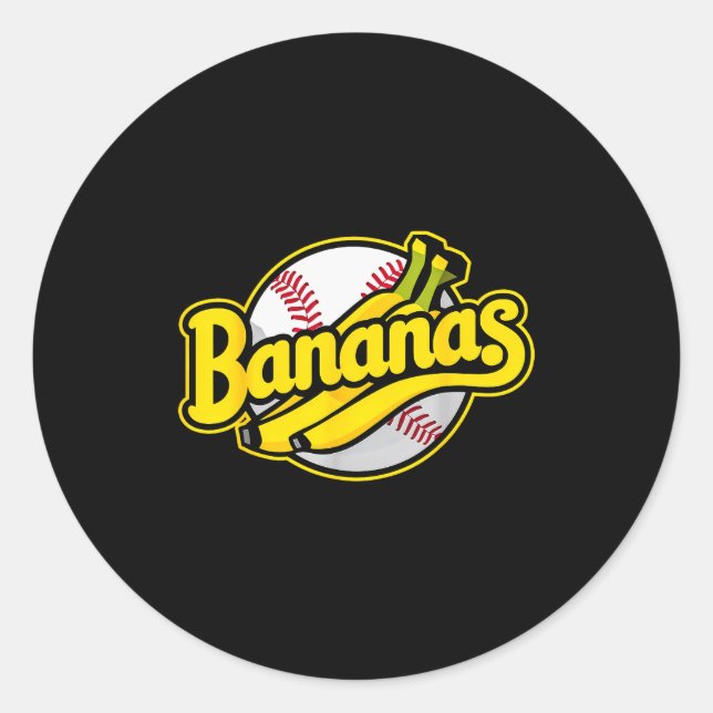 Sticker Rond Funny Bananas Baseball Vintage Graphic  (Devant)