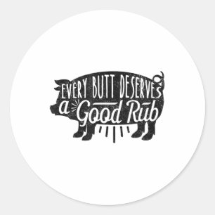 Sticker Rond Funny Barbecue Barbecue Porc Chaque Butt Aime Méri