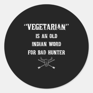 Sticker Rond Funny Barbecue Barbecue végétarien Indien Mot de m