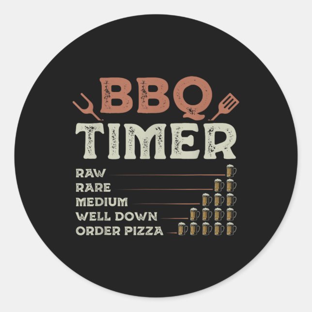 Sticker Rond Funny Barbecue Grill Chef Grill Master Barbecue Lo (Devant)