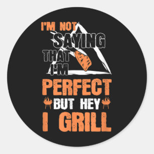 Sticker Rond Funny Barbecue Pun Barbecue Grillades Accessoires 