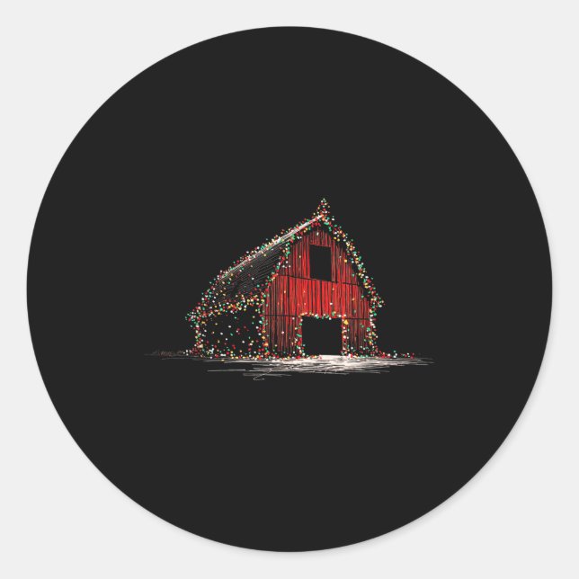 Sticker Rond Funny Barn Christmas Graphics Lights Lover Farm Fa (Devant)