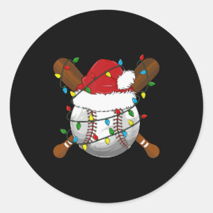 Sticker Rond Funny Baseball Noël Matching Famille Pyjamas X