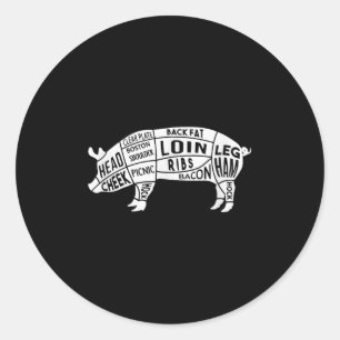 Sticker Rond Funny Bbq Smoker Grill & Barbecue Grillin Porc