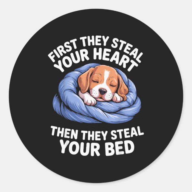 Sticker Rond Funny Beagle Design For Men Women Hound Beagle Dog (Devant)