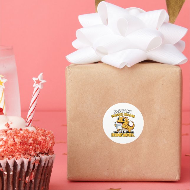 Sticker Rond Funny Bearded Dragon Cute Reptile Lover Gift (Fête)