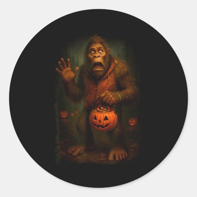 Sticker Rond Funny Bigfoot Halloween  (Devant)