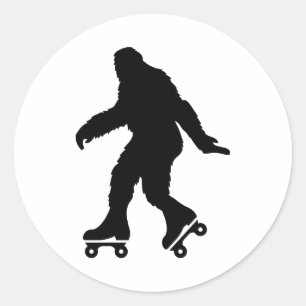 Sticker Rond Funny Bigfoot Roller Patinage