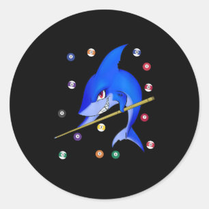 Sticker Rond Funny Billard piscine requin mâle