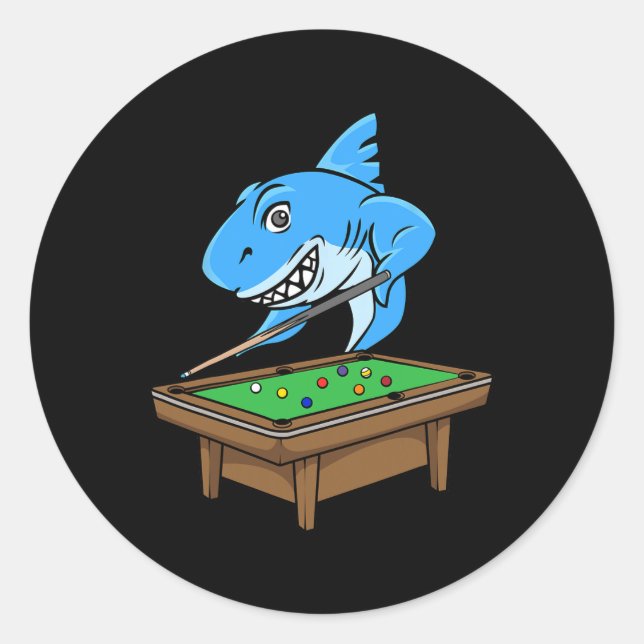 Sticker Rond Funny Billard Pool Shark Hall Snooker Joke Billi (Devant)