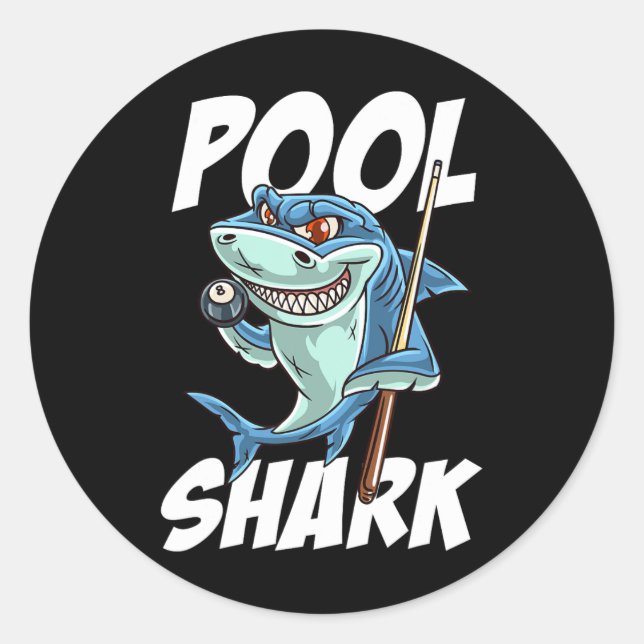 Sticker Rond Funny Billard Pool Shark Snooker Hall Joke Billi (Devant)