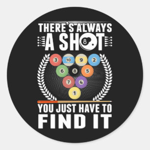 Sticker Rond Funny Billiard Joke Cue Snooker Pool Joueur