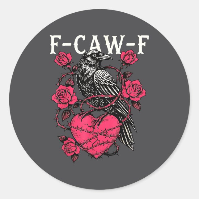 Sticker Rond Funny Black Bird F-caw-f Anti Valentines Day Singl (Devant)