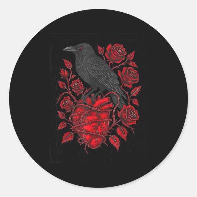 Sticker Rond Funny Black Bird F-caw-f Anti Valentines Day Singl (Devant)