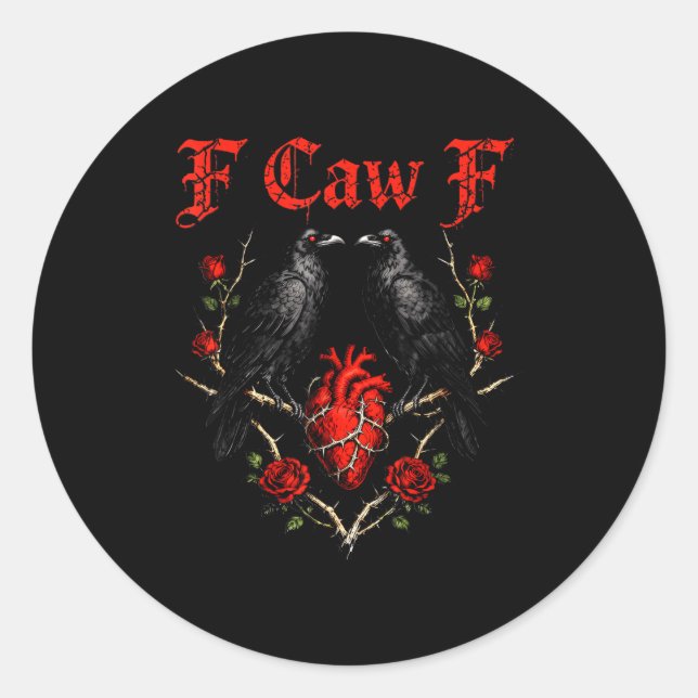 Sticker Rond Funny Black Bird F-caw-f Anti Valentines Day Singl (Devant)