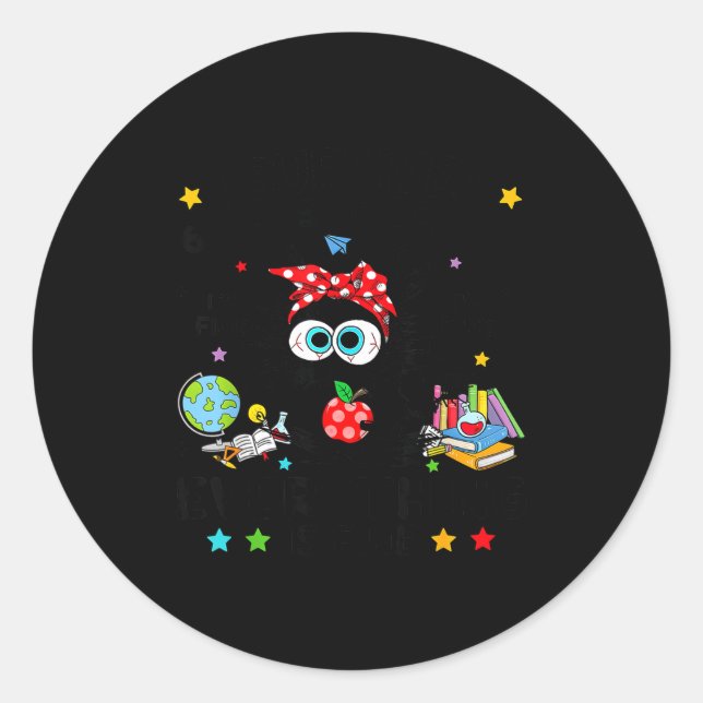 Sticker Rond Funny Black Cat I Survived 67 Days Of School I'm F (Devant)