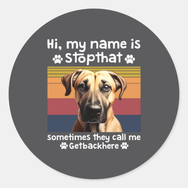 Sticker Rond Funny Black Mouth Cur Dog Saying  (Devant)