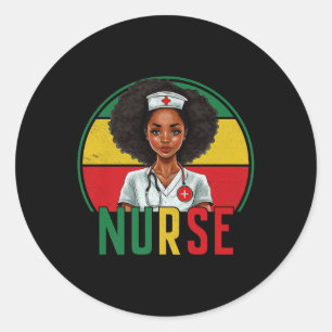 Sticker Rond Funny Black Nurse Melanin Pride Vintage Black Hist
