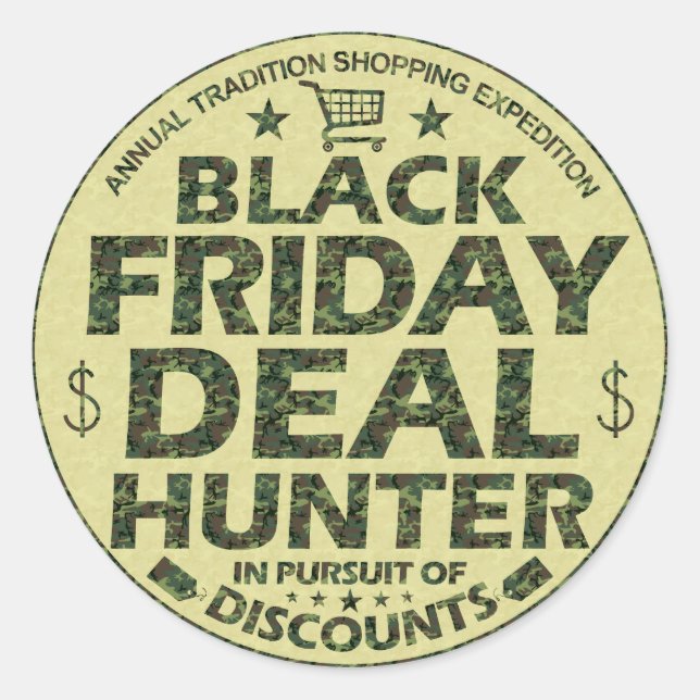 Sticker Rond Funny Black Vendredi Chasseur d'affaires rabais Sh (Devant)