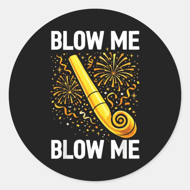 Sticker Rond Funny Blow Me Kiss Me Happy New Year Couple Matchi (Devant)