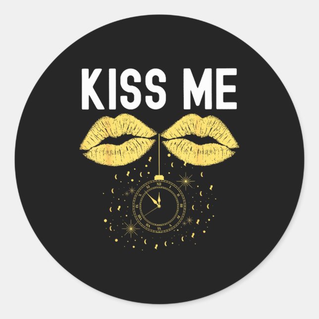 Sticker Rond Funny Blow Me Kiss Me Happy New Year Couple Matchi (Devant)