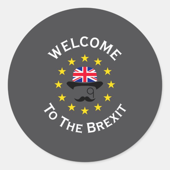 Sticker Rond Funny Blue Yellow European Union Welcome To Brexit (Devant)