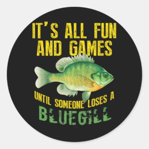 Sticker Rond Funny Bluegill Sunfish Fishing Poisson d'eau douce