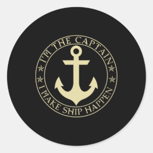 Sticker Rond Funny Boater Je suis Le Capitaine que je fais bate